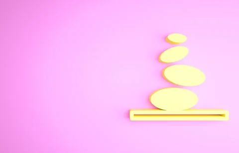 Yellow Stack hot stones icon isolated on pink background. Spa salon accessory Illustrazione stock