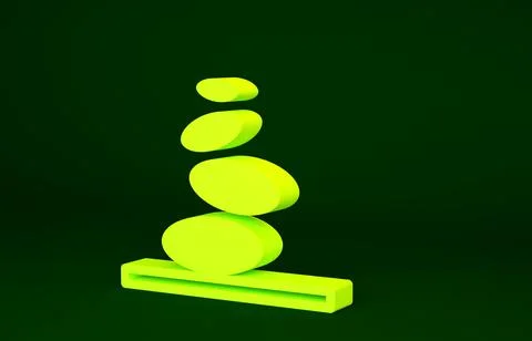 Yellow Stack hot stones icon isolated on green background. Spa salon accessor Stock Illustration