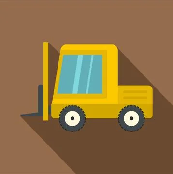 Yellow stacker loader icon, flat style Illustrazione stock