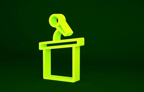 Yellow Stage stand or debate podium rostrum icon isolated on green background Stock Illustration