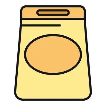 Yellow stand up pouch icon representing food packaging Stock Illustration