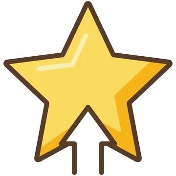 Yellow star with up arrow flat icon thick outline for upgrade. Stock Illustration