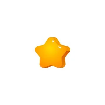 Yellow star cartoon vector icon, golden rating star, level map game props Stock Illustration