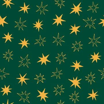 Yellow star Christmas pattern Stock Illustration