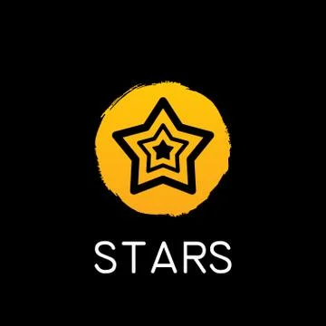 Yellow star icon on black background Stock Illustration