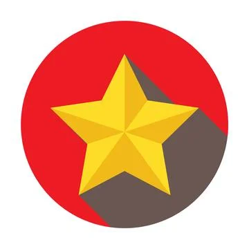Yellow Star Icon in Red Circle. Colored Star Icon Stock Illustration