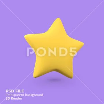 Yellow star isolated 3d render icon illustration PSD 템플릿