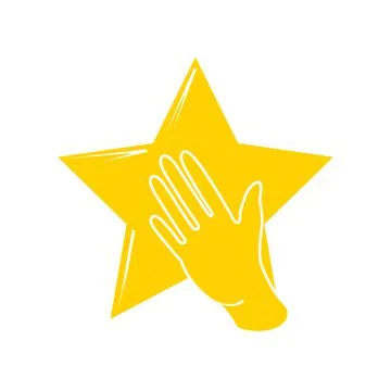 Yellow star with a left hand Stock Illustration
