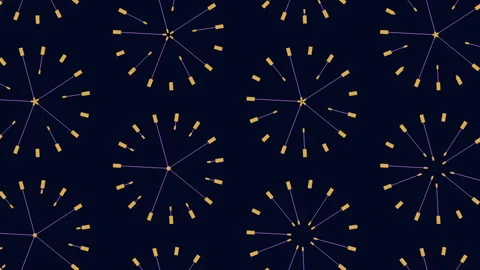 Yellow star pattern on dark background circular arrangement of repeated stars Video stock 300741003