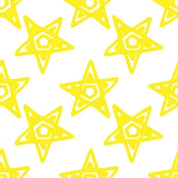 Yellow star pattern. a seamless pattern of a yellow star outline with a pentagon Stock Illustration