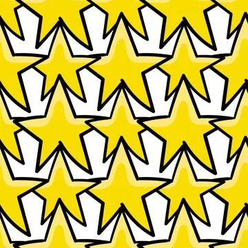 Yellow star seamless pattern textile print. repeat pattern background design Stock Illustration