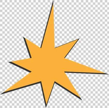 Yellow star shape with black outline on transparent background イラスト素材
