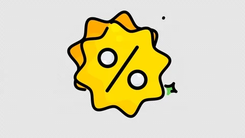 Yellow star shape icon percentage symbol retail discount sign bright graphic Vídeos de archivo 346686449