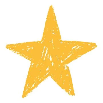 Yellow star spark shape crayon texture vector icon, five-pointed star, festive Stock Illustration