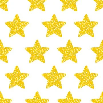 Yellow star vector seamless pattern. Illustrazione stock
