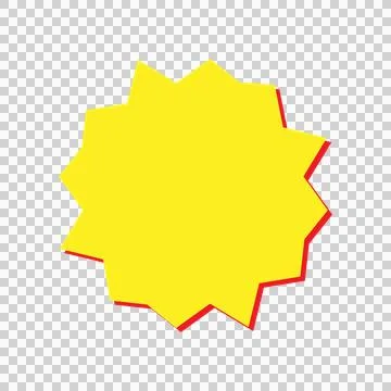 Yellow starburst shape. Red outlined explosion icon. Illustration