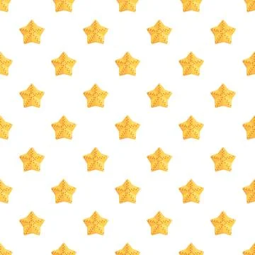 Yellow starfish scattered repeating pattern on white background Illustrazione stock