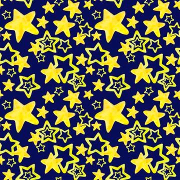 Yellow stars on blue pattern Stock Illustration