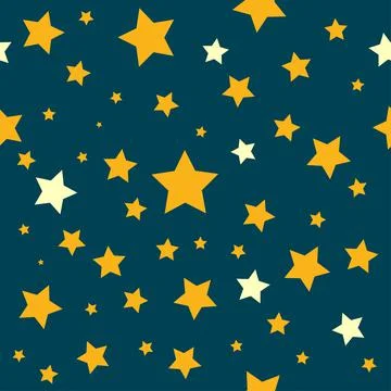 Yellow Stars Teal Sky Pattern Stock Illustration