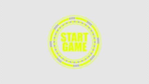 Yellow start game circular badge Stock Footage 337080535
