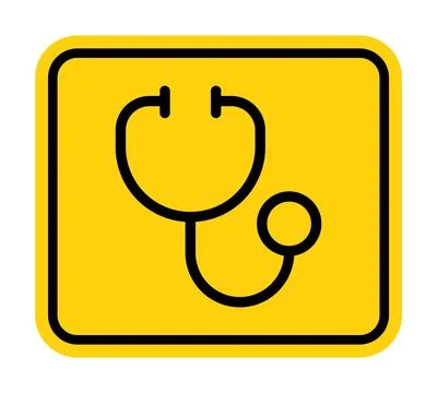 Yellow Stethoscope Icon on a Solid Background for Medical and Health Themes Stock Illustration