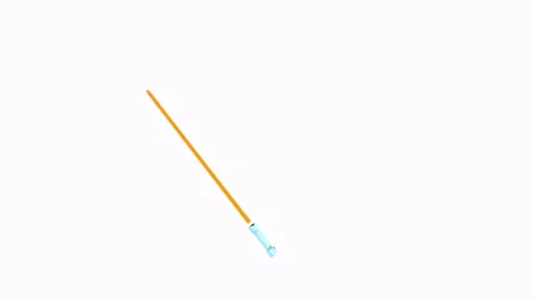 Yellow stick with blue tip isolated on white background Stock Footage 308452346
