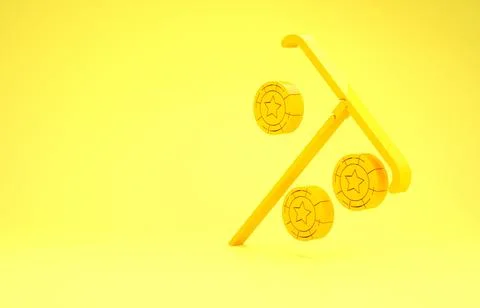 Yellow Stick for chips icon isolated on yellow background. Casino gambling. M Stock Illustration