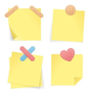 Yellow Stick Note Paper Set. Vector Stock Illustration