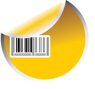 Yellow Sticker with Barcode and Copy Space Illustrazione stock