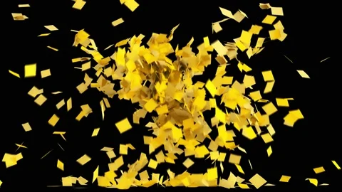 Yellow stickers fall down on a floor. Flying note papers Stock Footage 134464833