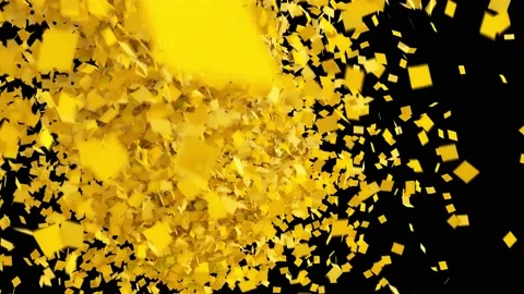 Yellow stickers fall down on a floor. Flying note papers Stock Footage 134465382