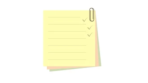 Yellow sticky note animation with checklist motion and dynamic motion. Stock Footage 343318384