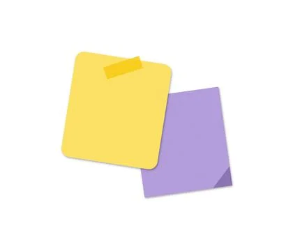 Yellow sticky note attached to purple note Stock Illustration