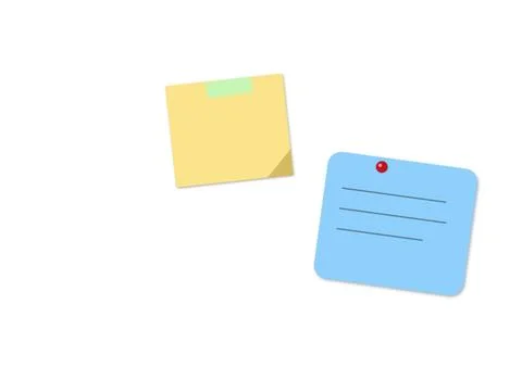 Yellow sticky note with blue index card Stock Illustration