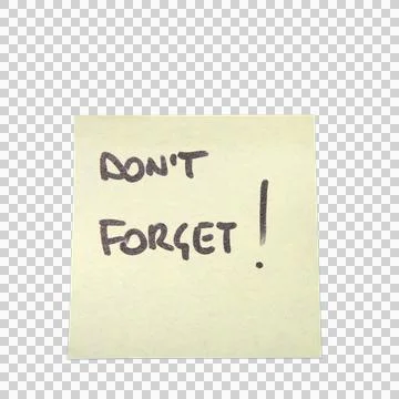 A yellow sticky note has "DON'T FORGET!" Stock Photos