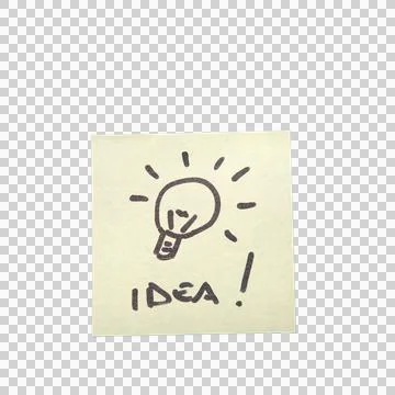 A yellow sticky note has "IDEA!" Stock Photos