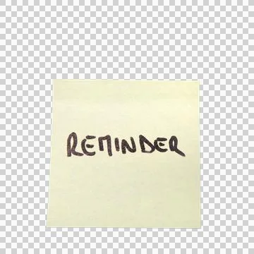 A yellow sticky note has the word REMINDER written on it in dark ink. Stock Photos