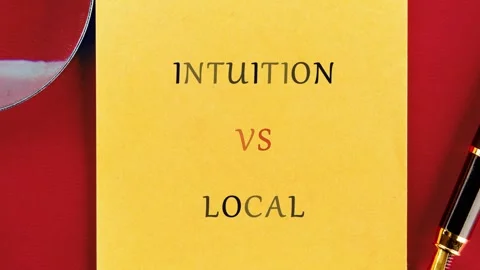 Yellow sticky note highlights intuition versus local decision-making. A pen lies Stock Footage 335063337
