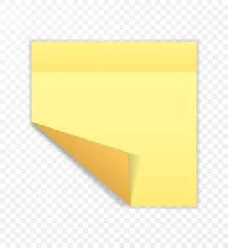 Yellow sticky note isolated on transparent background. Vector illustration. Stock Illustration