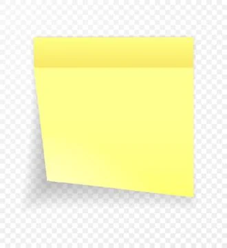 Yellow sticky note isolated on transparent background. Vector illustration. Stock Illustration