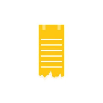 Yellow sticky note paper attached with tape on white background Illustrazione stock