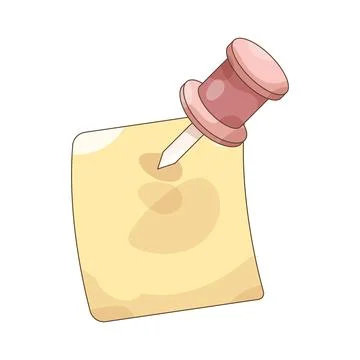 Yellow sticky note pinned Stock Illustration