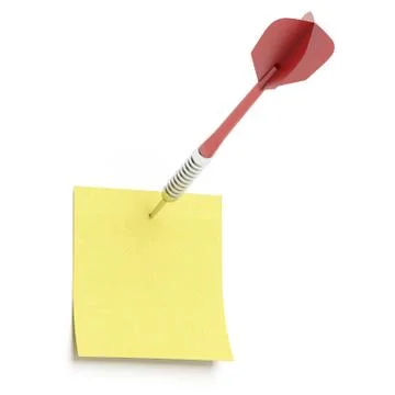 Yellow sticky note with red dart Stock Illustration