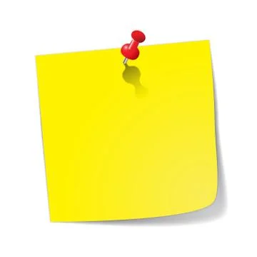 Yellow Sticky Note With Red Pin Stock Illustration
