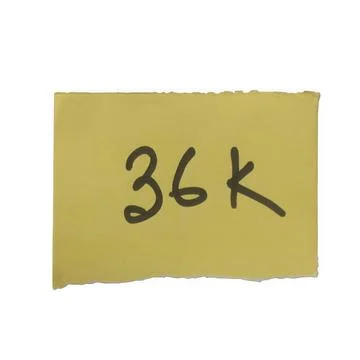 Yellow sticky note with the text 36k written in black marker Stock Photos