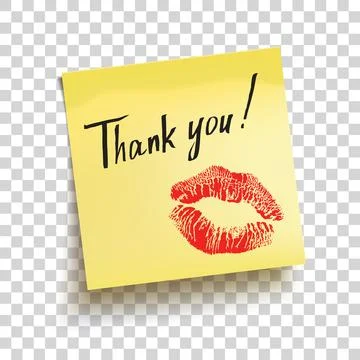 Yellow sticky note with text "Thank you!". Vector illustration Stock Illustration