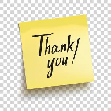 Yellow sticky note with text "Thank you!". Vector illustration. Stock Illustration