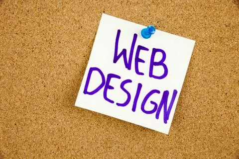 A yellow sticky note writing, caption, inscription Web Design Website Coding 库存照片