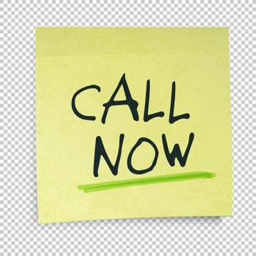 Yellow sticky notes with Call Now Message Illustrazione stock