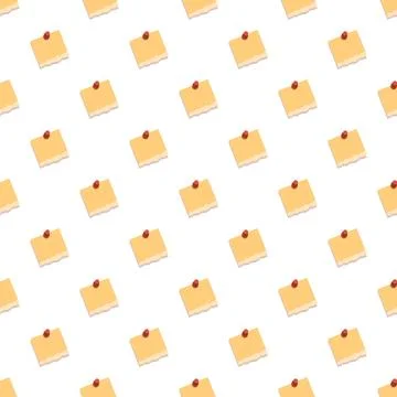 Yellow sticky notes with pushpins seamless pattern Illustrazione stock